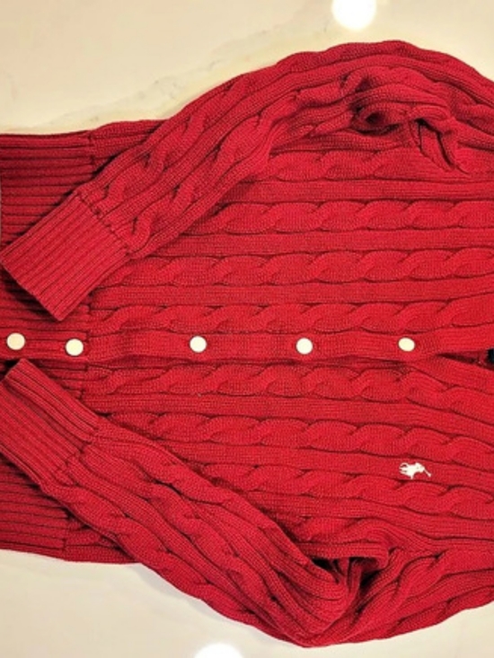 Ralph Lauren Sweaters - Ralph Lauren Kids Cable Knit Cotton Cardigan Red